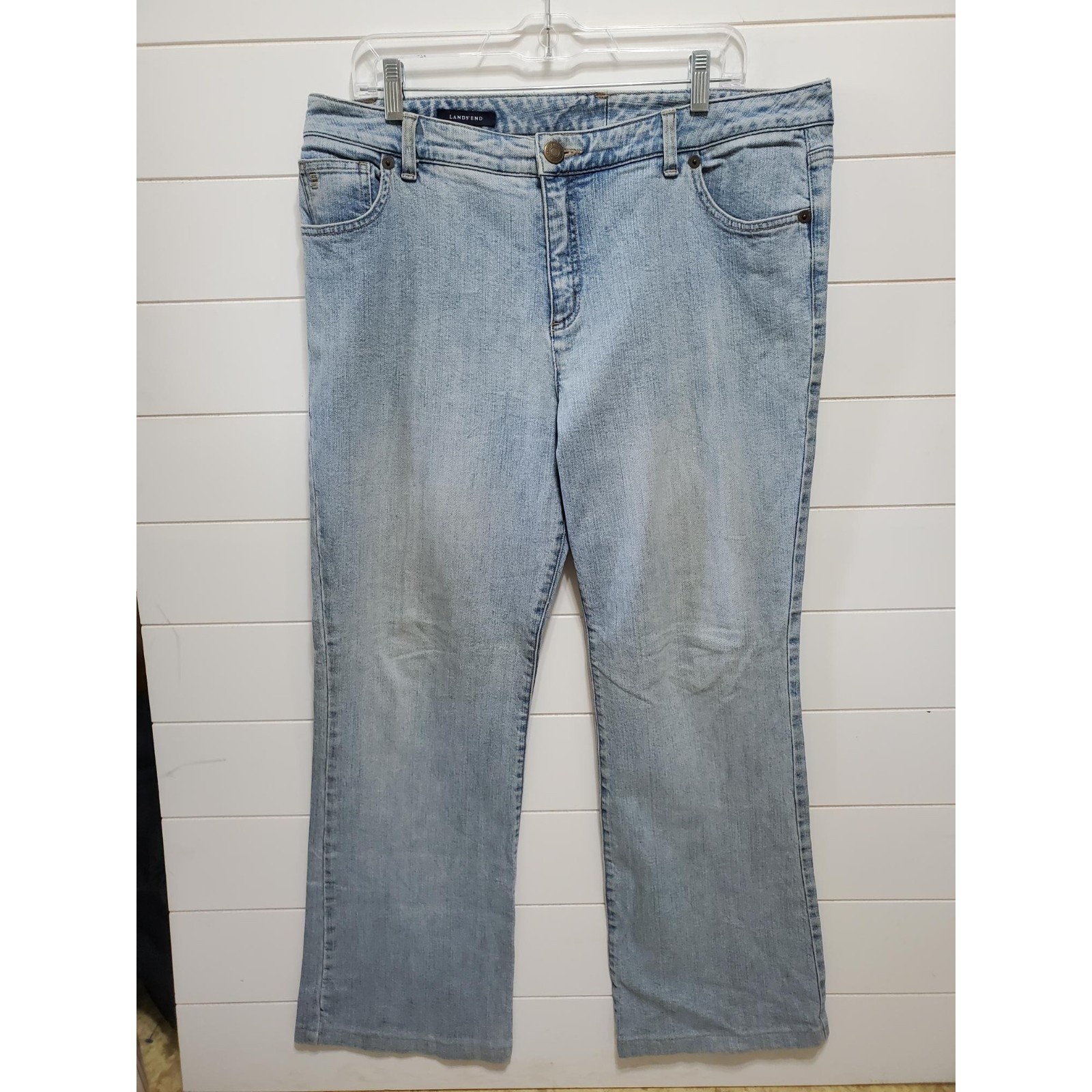 Lands End Womens Size 14 / 31 Light Wash High Rise Boot Cut Cotton Denim Jeans